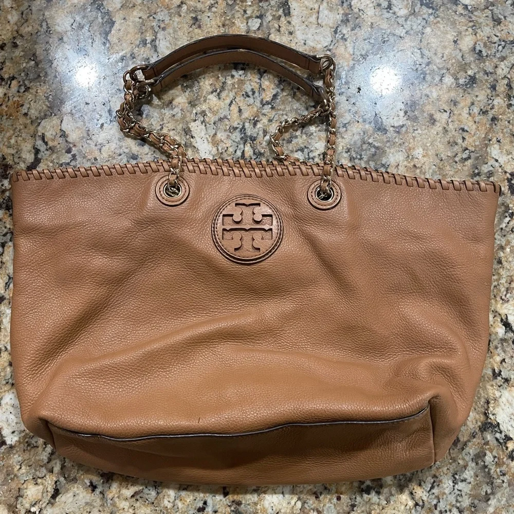 Tory Burch Royal Tan Pebbled Leather #60 - Picture 4 of 4